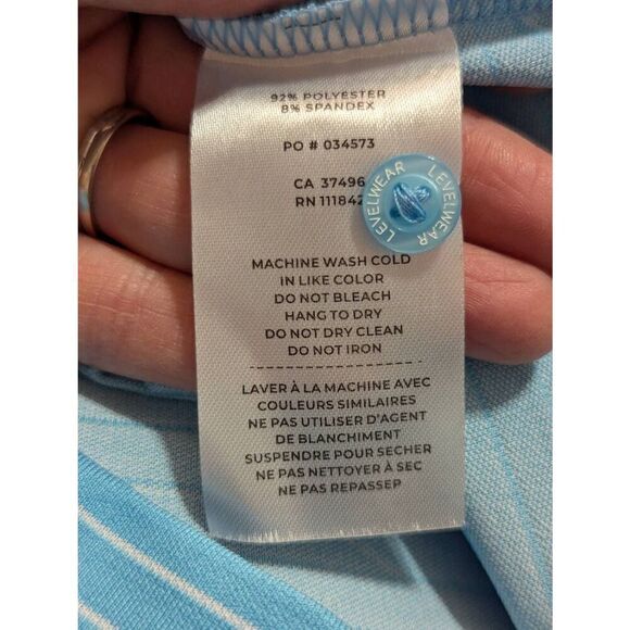 Levelwear Men's Blue Wavy Striped Short-Sleeve Pointed Collar Golf Shirt Size M - Picture 8 of 8